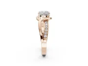 Cushion Cut Bypass Solitaire Engagement Ring Setting | Pavé and Plain Strands | Rose Gold