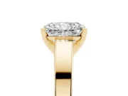 Radiant Cut Diamond Solitaire Engagement Ring Set in Yellow gold with Prong Setting and Tapered Band