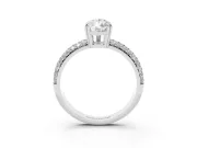 Pear-Shaped Three Row Pave Solitaire Engagement Ring Setting | Double Claw Prongs | White Gold