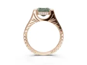 Asscher Cut Vintage Cathedral Engagement Ring Setting for a Fancy Green Lab-Grown Diamond | Carved Band | Rose Gold