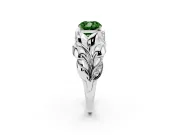 Cushion Cut Leaf Bypass Engagement Ring Setting for a Fancy Green Lab-Grown Diamond | Sculpted Leaves | Sterling Silver