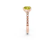 Fancy Yellow Heart Cut Diamond Solitaire Engagement Ring Set in Rose gold with Bezel Accents on Beaded Band