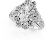 Pear Cut Diamond Halo Engagement Ring Set in Silver with Split Shank and Prong Setting