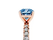 Cushion Cut Pavé Solitaire Engagement Ring Setting for a Fancy Blue Lab-Grown Diamond | Rose Gold