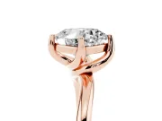 Cushion Cut Bypass Solitaire Engagement Ring Setting | Plain Band | Rose Gold