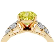 Cushion Cut Leaf Cluster Engagement Ring Setting for a Fancy Yellow Lab-Grown Diamond | Yellow Gold
