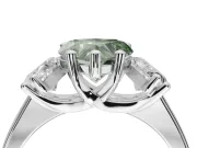 Heart-Shaped Three Stone Engagement Ring Setting for a Fancy Green Lab-Grown Diamond | Tapered Band | Sterling Silver