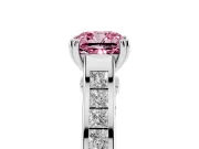 Cushion Cut Channel Engagement Ring Setting for a Fancy Pink Lab-Grown Diamond | Platinum - Design NV-24671