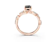 Emerald Cut Twisted Vine Engagement Ring Setting for a Black Center | Marquise Leaves | Rose Gold