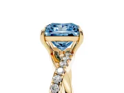 Princess Cut Crossover Engagement Ring Setting for a Fancy Blue Lab-Grown Diamond | Yellow Gold