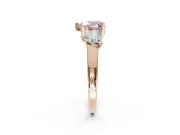 Heart-Shaped Three Stone Engagement Ring Setting for a Fancy Pink Lab-Grown Diamond | Wide Tapered Shoulders | Rose Gold