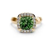 Cushion Cut Halo Engagement Ring Setting for a Fancy Green Lab-Grown Diamond | Square Profile Band | Yellow Gold