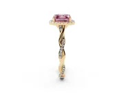 Asscher Cut Twist Halo Engagement Ring Setting for a Fancy Pink Lab-Grown Diamond | Yellow Gold