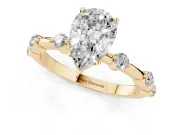 Pear-Shaped Bar Set Engagement Ring Setting | Spaced Side Stones | Yellow Gold