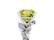 Princess Cut Floral Engagement Ring Setting for a Fancy Yellow Lab-Grown Diamond | Marquise Side Stones | Platinum