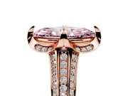 Fancy Pink Marquise Cut Diamond Pavé Split Shank Solitaire Ring Set in Rose gold with Prong Setting