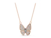 Marquise Lab-Grown Diamond Pavé Butterfly Pendant Necklace | Four Wings | Rose Gold