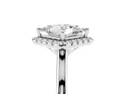 Princess Cut Halo Engagement Ring Setting | Plain Polished Band | Platinum