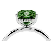 Fancy Green Princess Cut Diamond Solitaire Engagement Ring Set in Platinum with Prong Setting and Polished Band
