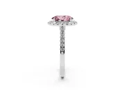 Oval Halo Engagement Ring Setting for a Fancy Pink Lab-Grown Diamond | Pave Shoulders | Sterling Silver