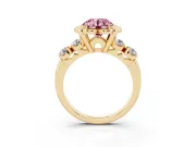 Round Floral Engagement Ring Setting for a Fancy Pink Lab-Grown Diamond | Petal Frame | Yellow Gold