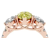 Marquise Three Stone Engagement Ring Setting for a Fancy Yellow Lab-Grown Diamond | Accented Shoulders | Rose Gold