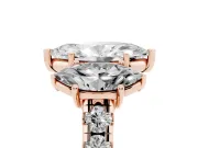 Marquise Three Stone Engagement Ring Setting | Accented Shoulders | Rose Gold