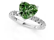Heart-Shaped Pavé Engagement Ring Setting for a Fancy Green Lab-Grown Diamond | Platinum