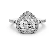 Heart-Shaped Pave Halo Engagement Ring Setting | Pave Band | Sterling Silver