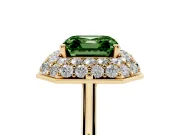 Fancy Green Asscher Cut Diamond Halo Engagement Ring Set in Yellow gold with Solitaire Band and Prong Setting