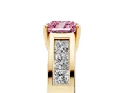 Cushion Cut Channel-Set Engagement Ring Setting for a Fancy Pink Lab-Grown Diamond | Yellow Gold