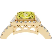 Princess Cut Halo Engagement Ring Setting for a Fancy Yellow Lab-Grown Diamond | Shared Prong Pavé Band | Yellow Gold