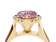 Heart-Shaped Halo Engagement Ring Setting for a Fancy Pink Lab-Grown Diamond | Square Profile Band | Yellow Gold