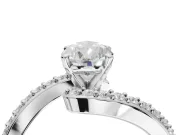 Pear-Shaped Bypass Pavé Solitaire Engagement Ring Setting | Swirl Band | White Gold
