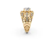 Round Art Deco Graduated Pave Engagement Ring Setting | Split Shank | Yellow Gold