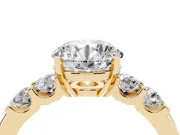Round Five Stone Engagement Ring Setting | Prong-Set Side Stones | Yellow Gold