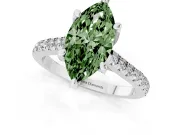 Marquise Hidden Halo Pave Engagement Ring Setting for a Fancy Green Lab-Grown Diamond | Claw Prongs | White Gold