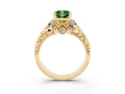 Cushion Cut Filigree Engagement Ring Setting for a Fancy Green Lab-Grown Diamond | Yellow Gold