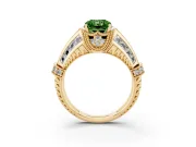 Radiant Cut Vintage Milgrain Engagement Ring Setting for a Fancy Green Lab-Grown Diamond | Hidden Halo | Yellow Gold
