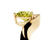 Heart-Shaped Bypass Solitaire Engagement Ring Setting for a Fancy Yellow Lab-Grown Diamond | Pavé Ribbon | Yellow Gold
