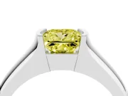 Princess Cut Half Bezel Solitaire Engagement Ring Setting for a Fancy Yellow Lab-Grown Diamond | Wide Band | Platinum