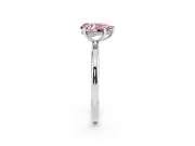 Fancy Pink Pear Cut Diamond Solitaire Ring Set in Silver with Thin Band and Prong Setting