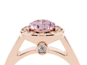 Pear-Shaped Rimmed Halo Engagement Ring Setting for a Fancy Pink Lab-Grown Diamond | Rose Gold