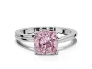 Cushion Cut Bypass Solitaire Engagement Ring Setting for a Fancy Pink Lab-Grown Diamond | White Gold