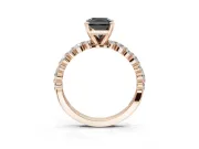 Radiant Cut Pavé Engagement Ring Setting for a Black Center | Alternating Accents | Rose Gold