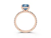 Princess Cut Pavé Solitaire Engagement Ring Setting for a Fancy Blue Lab-Grown Diamond | Shared Prong Band | Rose Gold