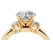 Round Three Stone Engagement Ring Setting | Round Side Stones | Yellow Gold