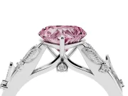 Heart-Shaped Leaf Solitaire Engagement Ring Setting for a Fancy Pink Lab-Grown Diamond | Sterling Silver