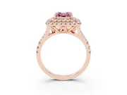 Asscher Cut Halo Split Shank Engagement Ring Setting for a Fancy Pink Lab-Grown Diamond | Pavé Strands | Rose Gold