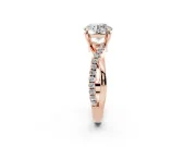 Round Cut Diamond Twist Band Solitaire Set in Rose gold with Pavé Accents and Prong Setting